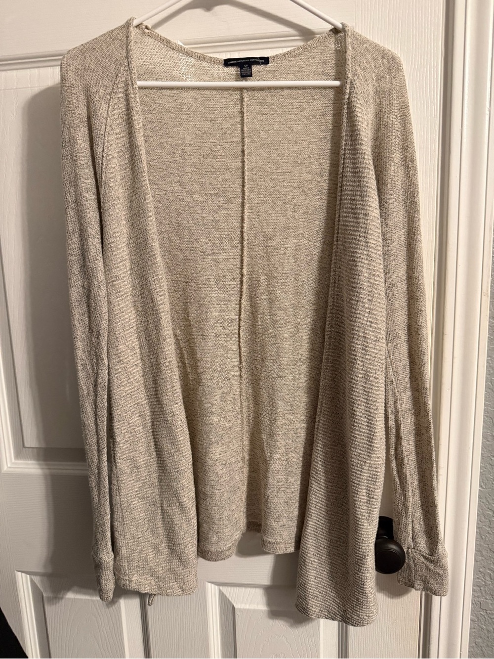 American Eagle Outfitters Light Beige Open-Front Cardigan